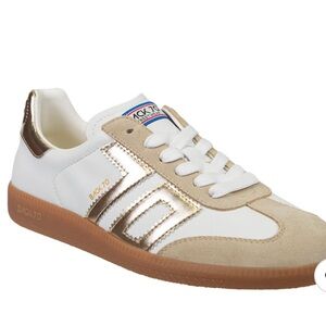 Stylish Women's White and Gold Sneakers